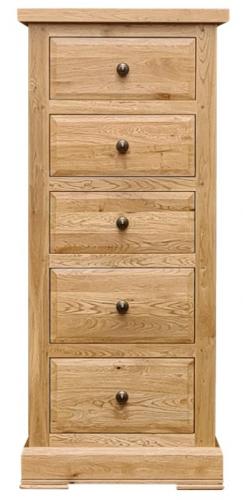 Francis Solid Oak 5 Drawer Wellington Chest